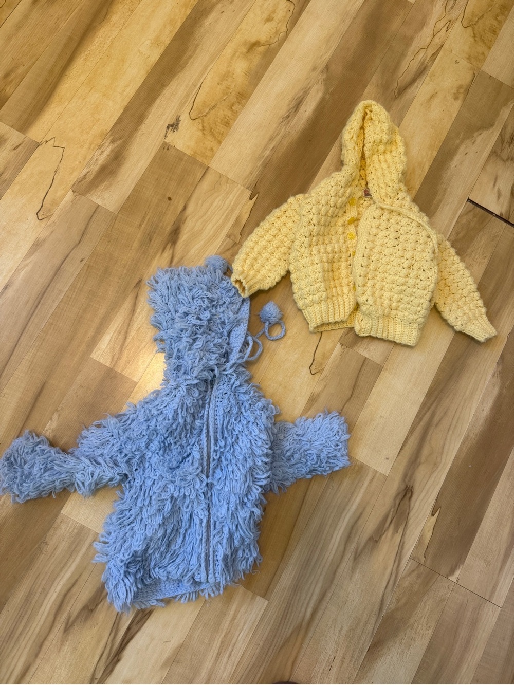 Baby Hooded Sweaters knit Set - Blue & Yellow